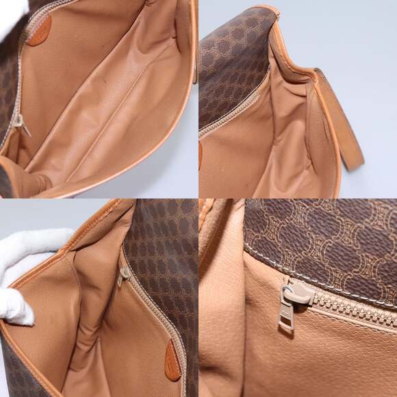 CELINE Macadam Canvas Shoulder Bag Pvc Leather Brown Gold - Picture 12 of 13